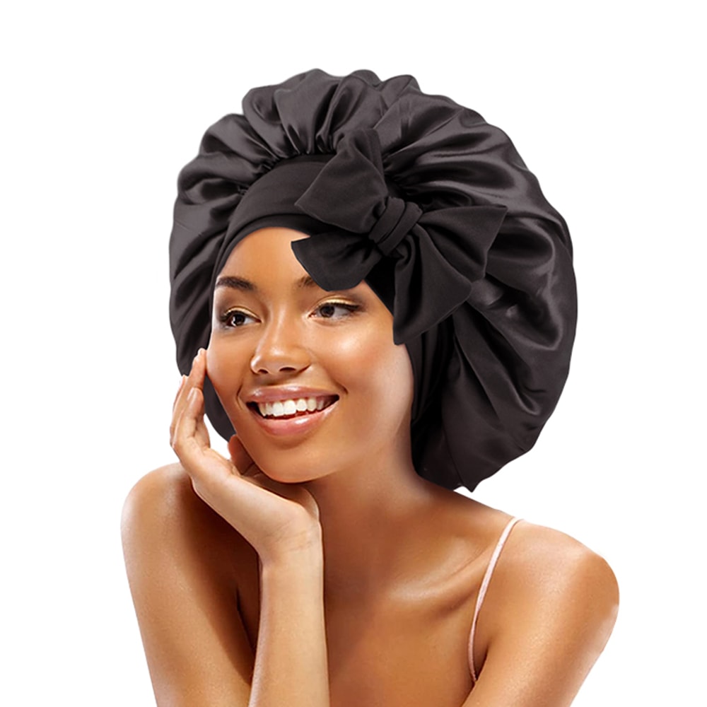 Adjustable Satin Sleep Bonnet With Tie Band For Frizz Control 5
