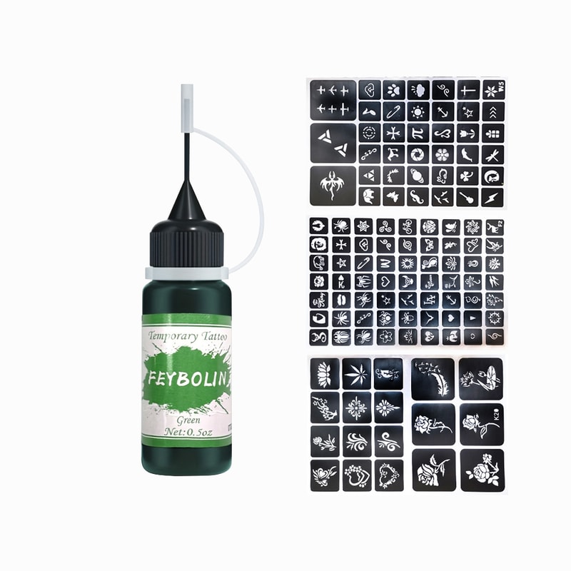 Long Lasting Temporary Tattoo Ink Kit With Freehand Gel And Stencils 5