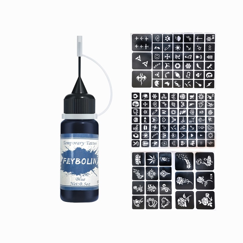 Long Lasting Temporary Tattoo Ink Kit With Freehand Gel And Stencils 6
