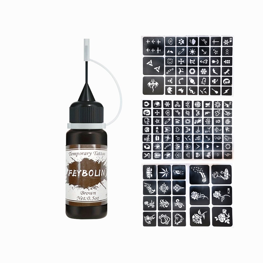 Long Lasting Temporary Tattoo Ink Kit With Freehand Gel And Stencils 8