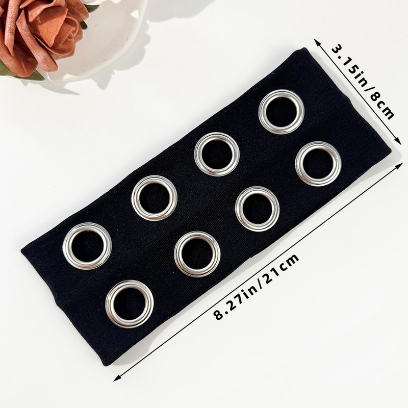 Punk Metallic Eyelet Stretch Headband For Festivals 1