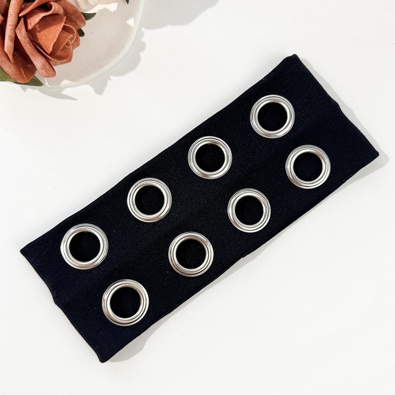 Punk Metallic Eyelet Stretch Headband For Festivals 4