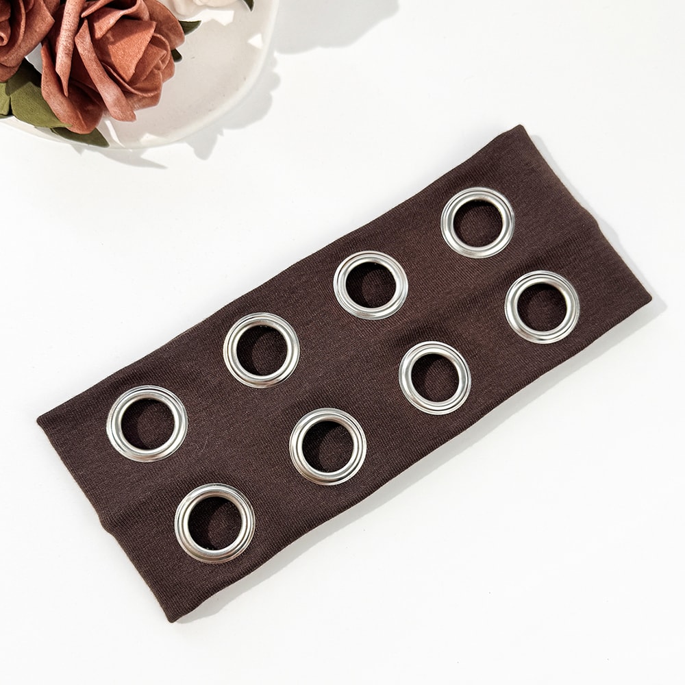 Punk Metallic Eyelet Stretch Headband For Festivals 10
