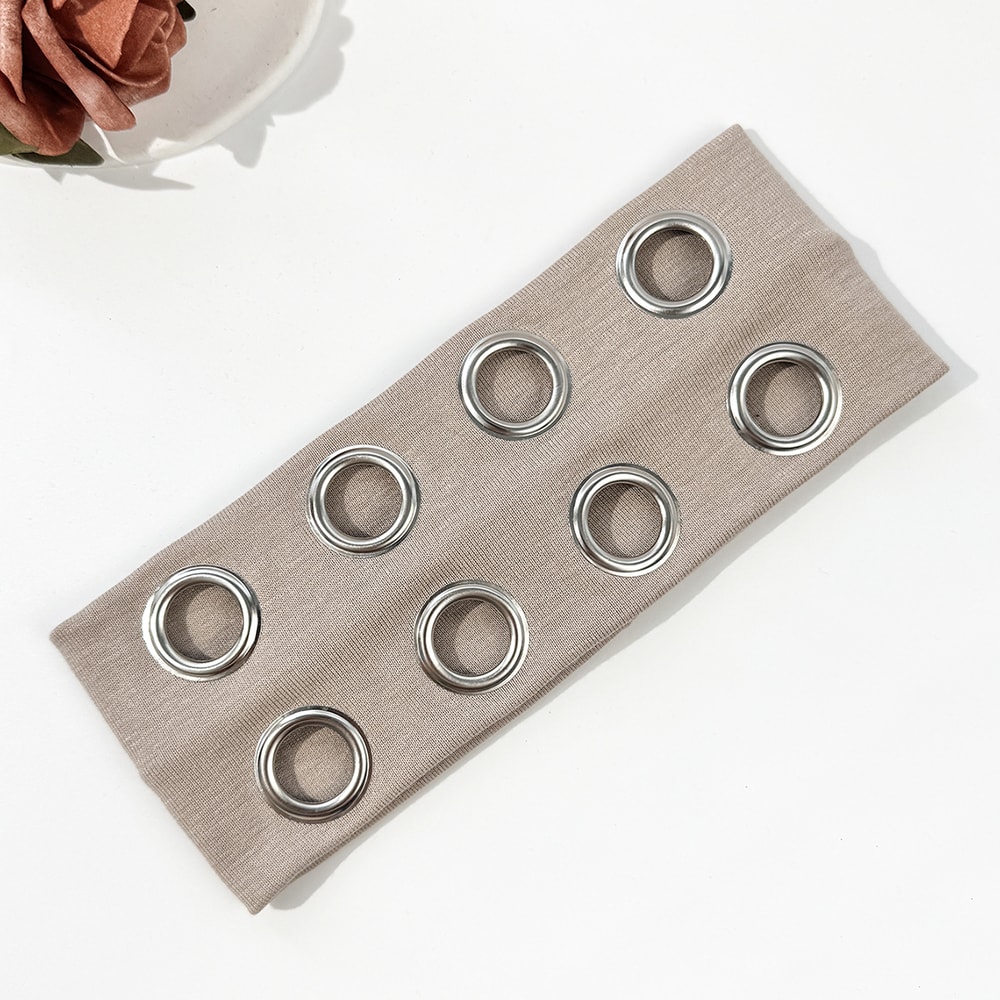 Punk Metallic Eyelet Stretch Headband For Festivals 11