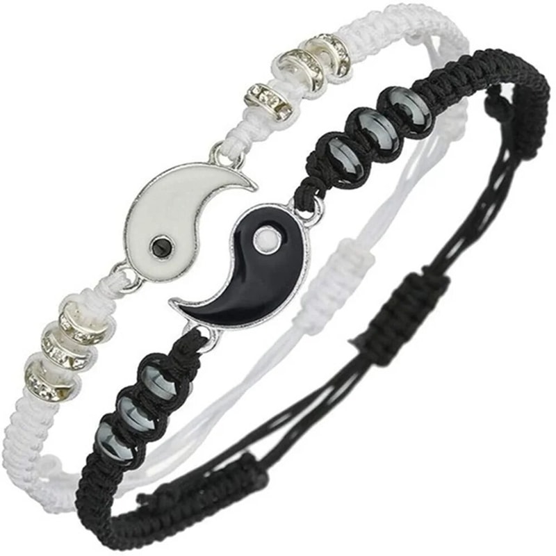 Yin Yang Couple Bracelets Adjustable Tai Chi Rope Jewelry Set