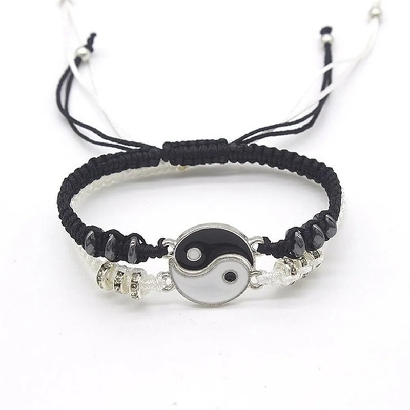 Yin Yang Couple Bracelets Adjustable Tai Chi Rope Jewelry Set