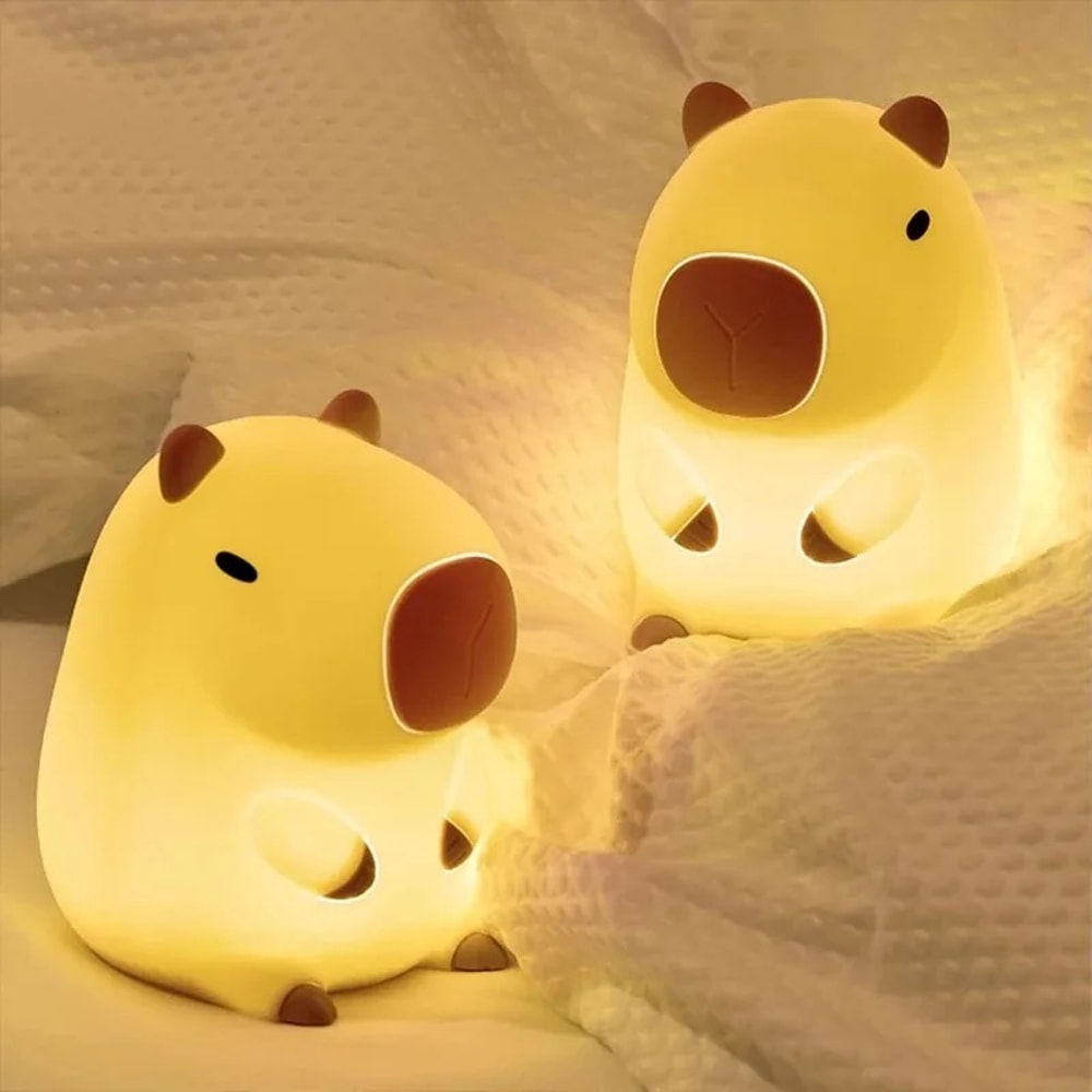 Cute Capybara Night Light Soft Silicone Kids Bedside Lamp 0