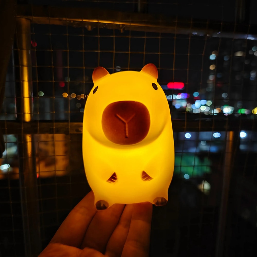 Cute Capybara Night Light Soft Silicone Kids Bedside Lamp 3