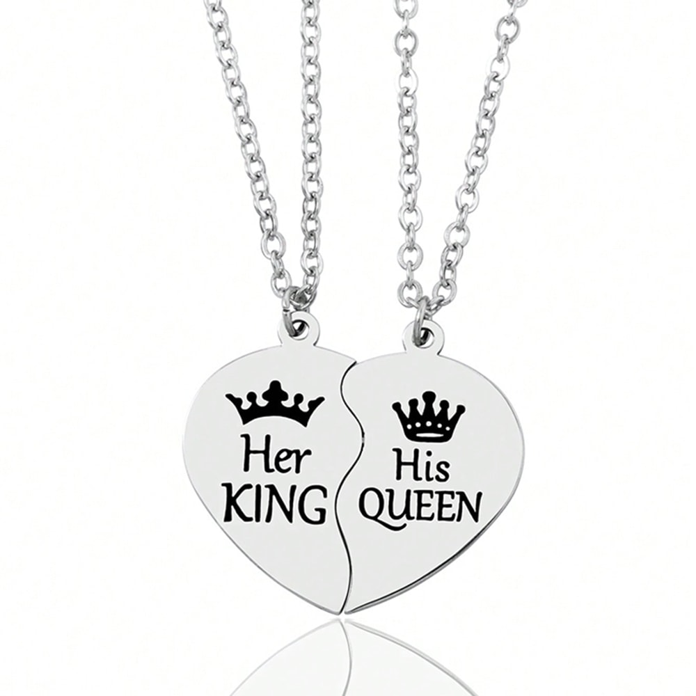 His Queen Her King Matching Couple Necklaces 0