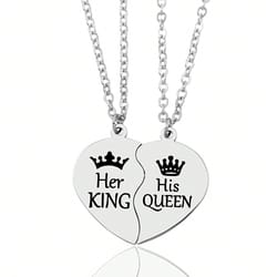 his queen her king matching couple necklaces