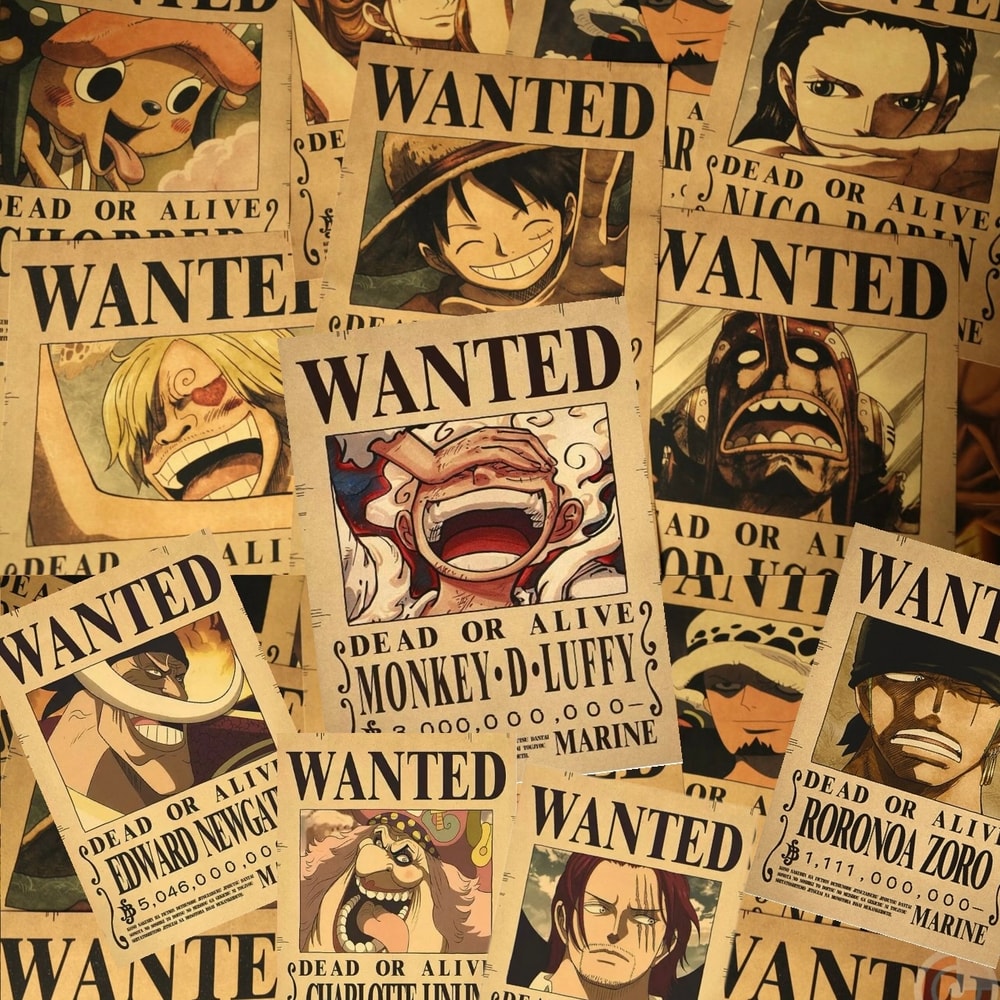 One Piece Wanted Poster Stickers Anime Decal Pack