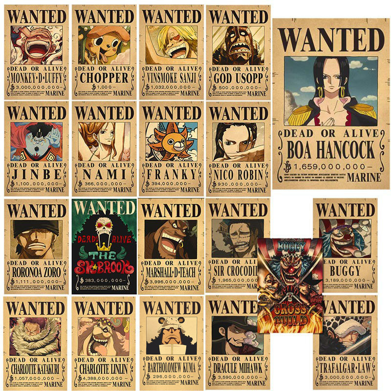 One Piece Wanted Poster Stickers Anime Decal Pack
