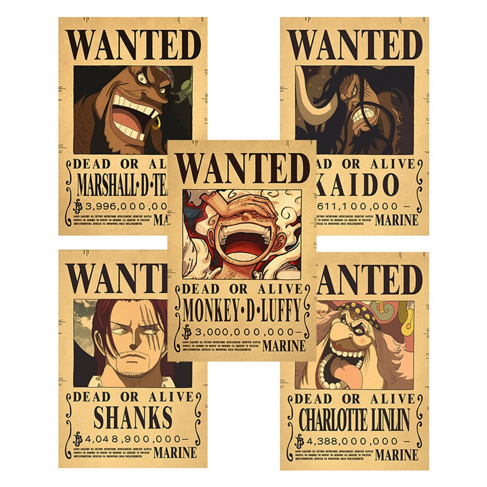 One Piece Wanted Poster Stickers Anime Decal Pack
