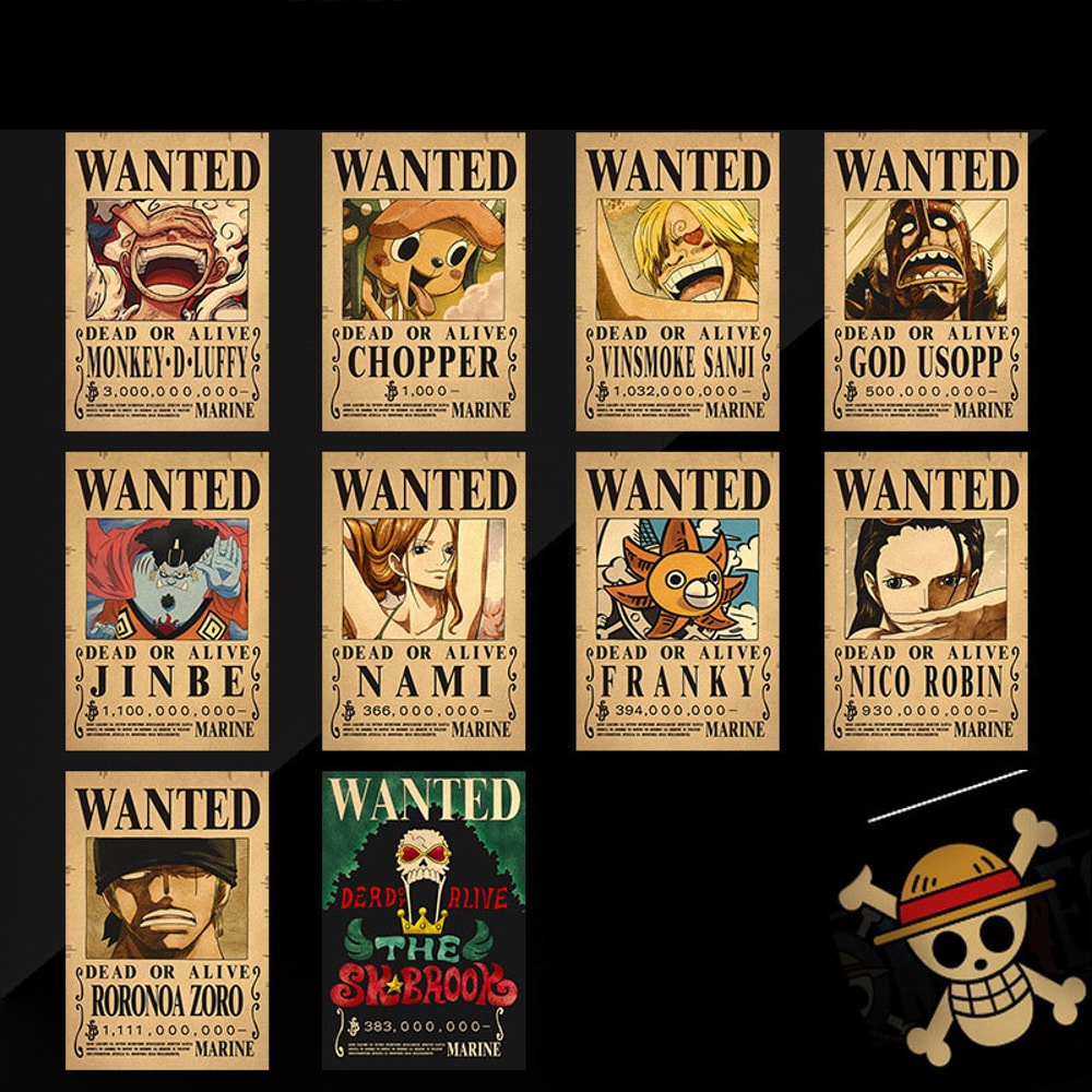 One Piece Wanted Poster Stickers Anime Decal Pack