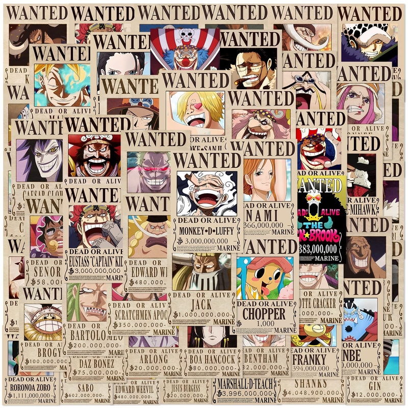 One Piece Wanted Poster Stickers Anime Decal Pack