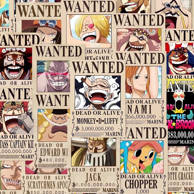 One Piece Wanted Poster Stickers Anime Decal Pack