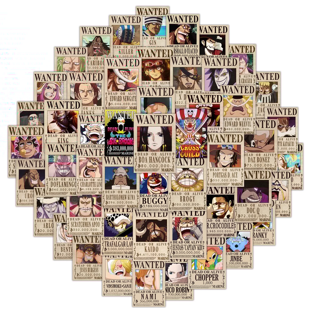 One Piece Wanted Poster Stickers Anime Decal Pack