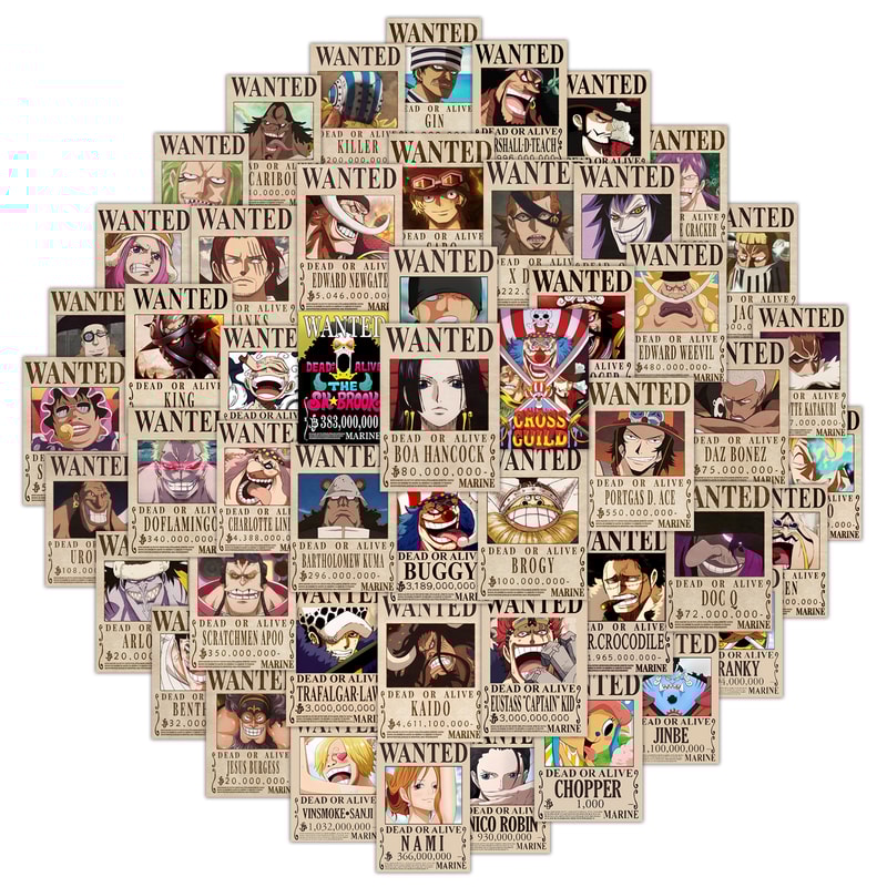 One Piece Wanted Poster Stickers Anime Decal Pack