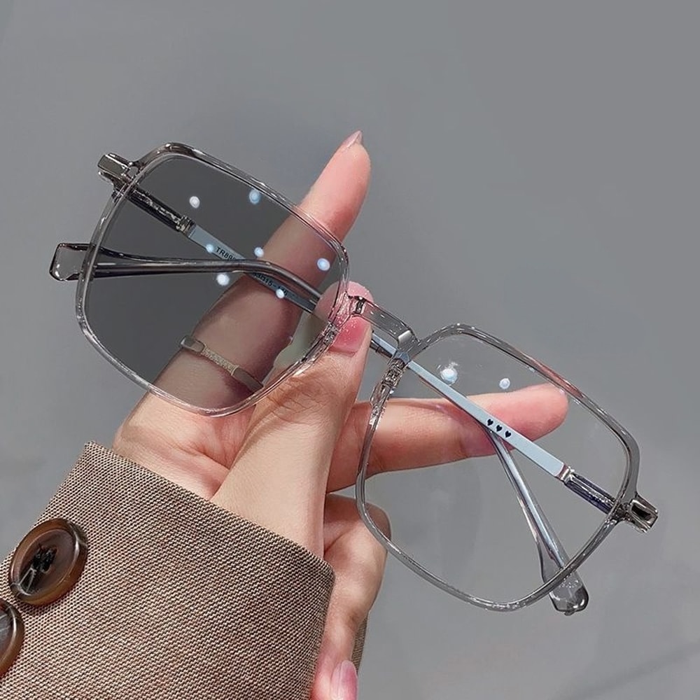 Photochromic Anti Blue Light Glasses with Metal Square Frame