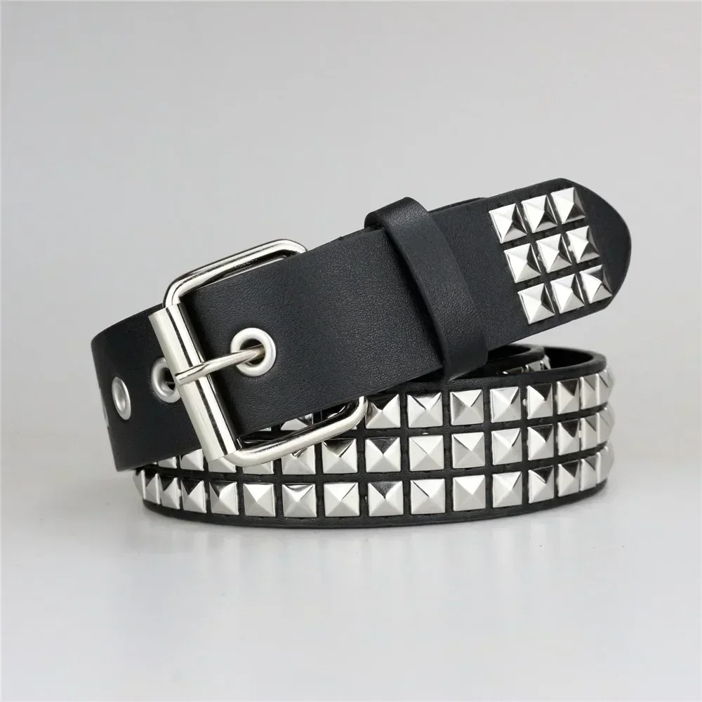 Studded Belt With Metal Pyramid Rivets For Men Women 1