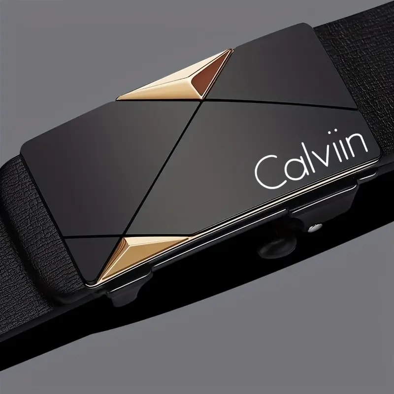 Mens PU Leather Automatic Buckle Belt for Work and Daily Wear