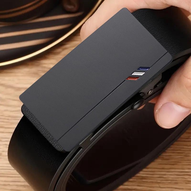 Mens PU Leather Automatic Buckle Belt for Work and Daily Wear