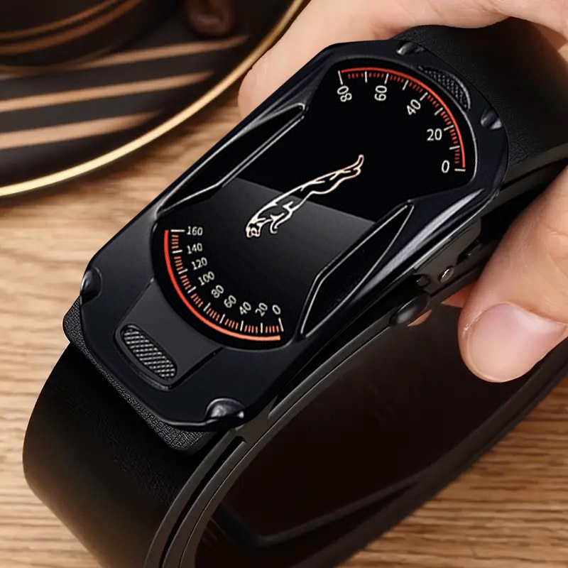 Mens PU Leather Automatic Buckle Belt for Work and Daily Wear