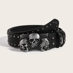 punk goth skull buckle rivet belt for men and women