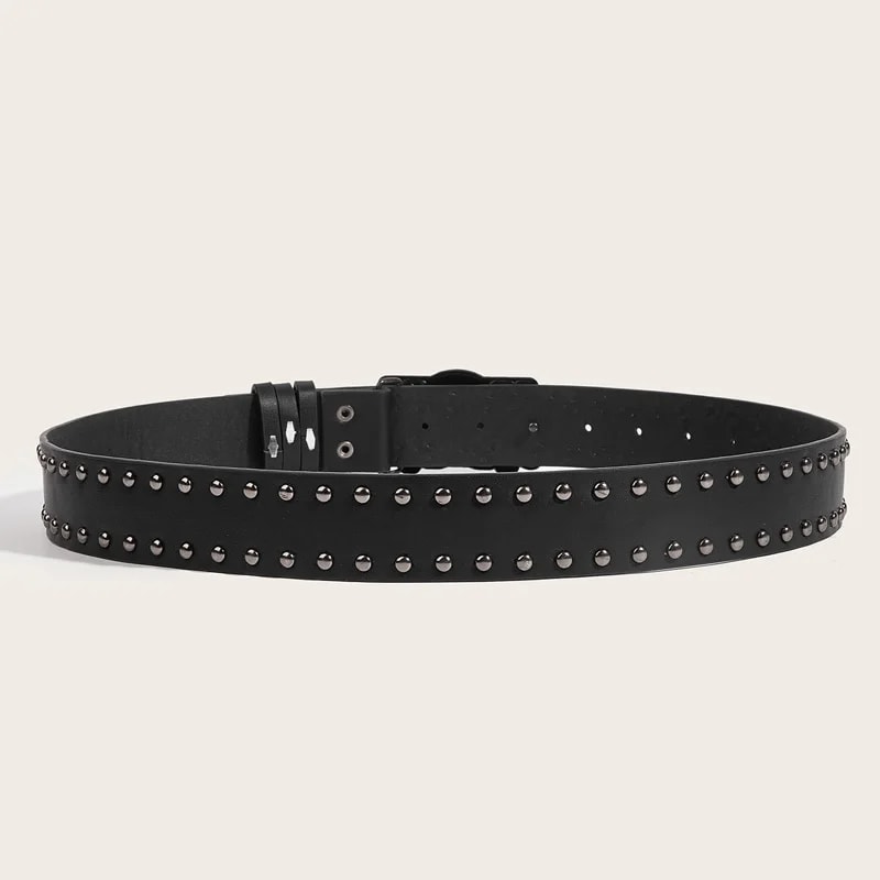 Punk Goth Skull Buckle Rivet Belt for Men and Women