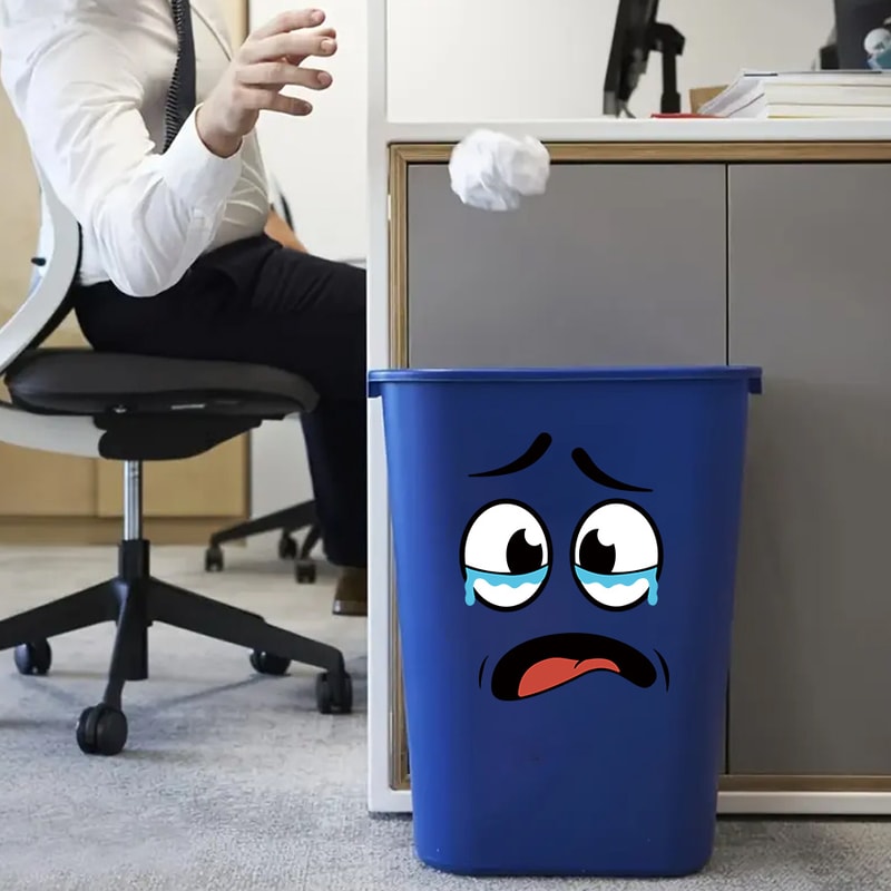 Cartoon Face Stickers Self Adhesive Trash Can and Toilet Decor Decals