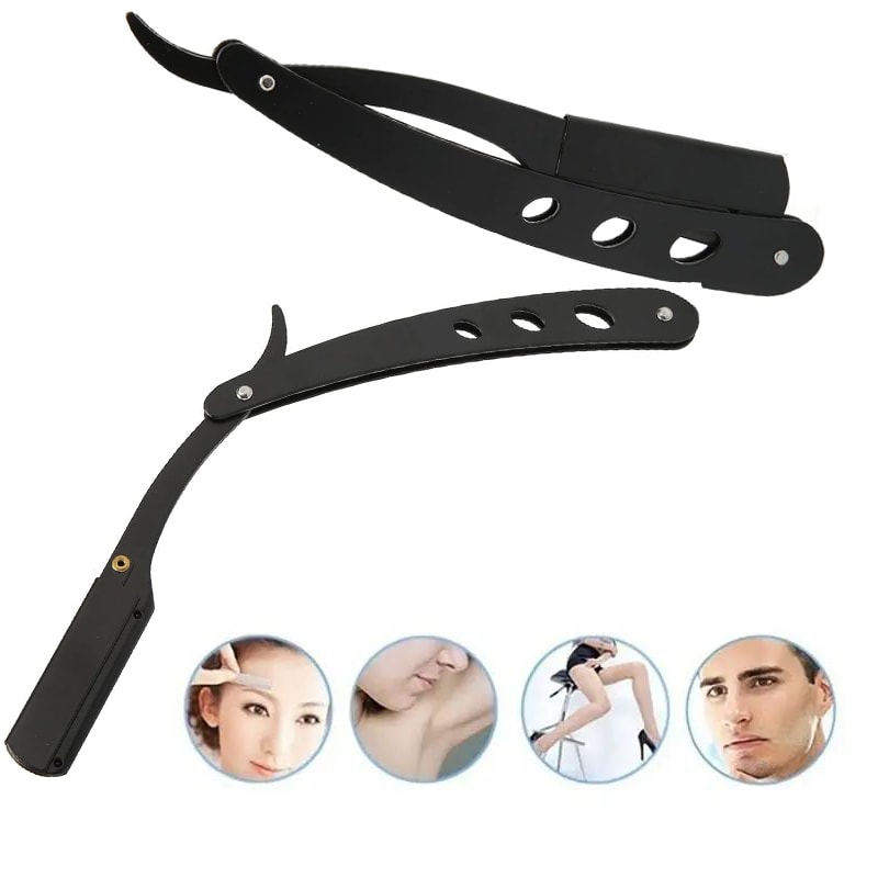 Classic Black Folding Straight Razor Holder For Men 2
