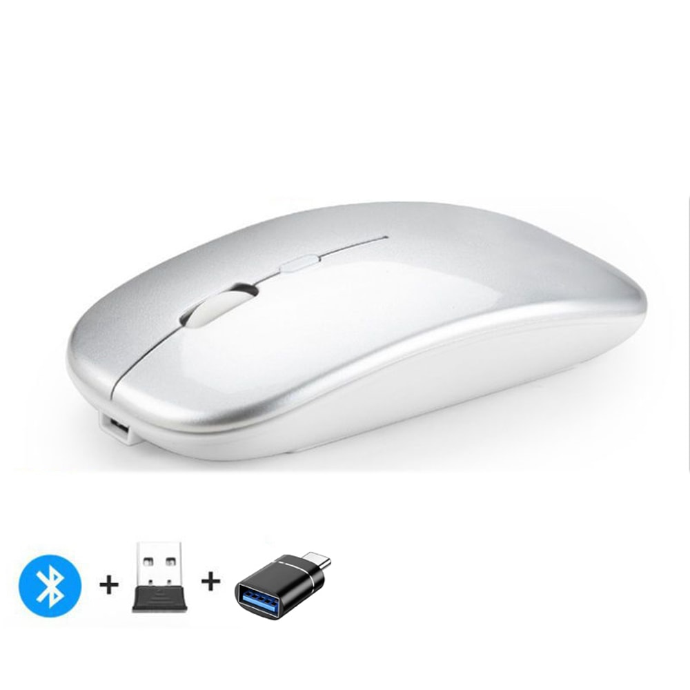 Rechargeable Wireless Mouse Dual Mode Bluetooth Silent Mouse For Laptop MacBook 4