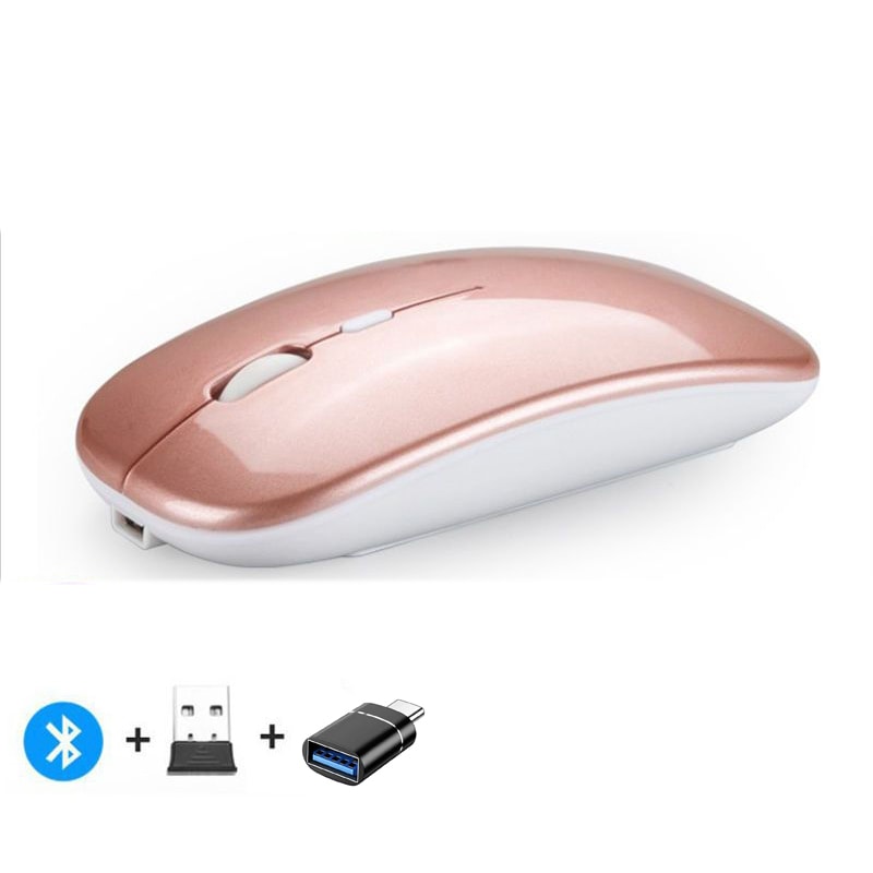 Rechargeable Wireless Mouse Dual Mode Bluetooth Silent Mouse For Laptop MacBook 5