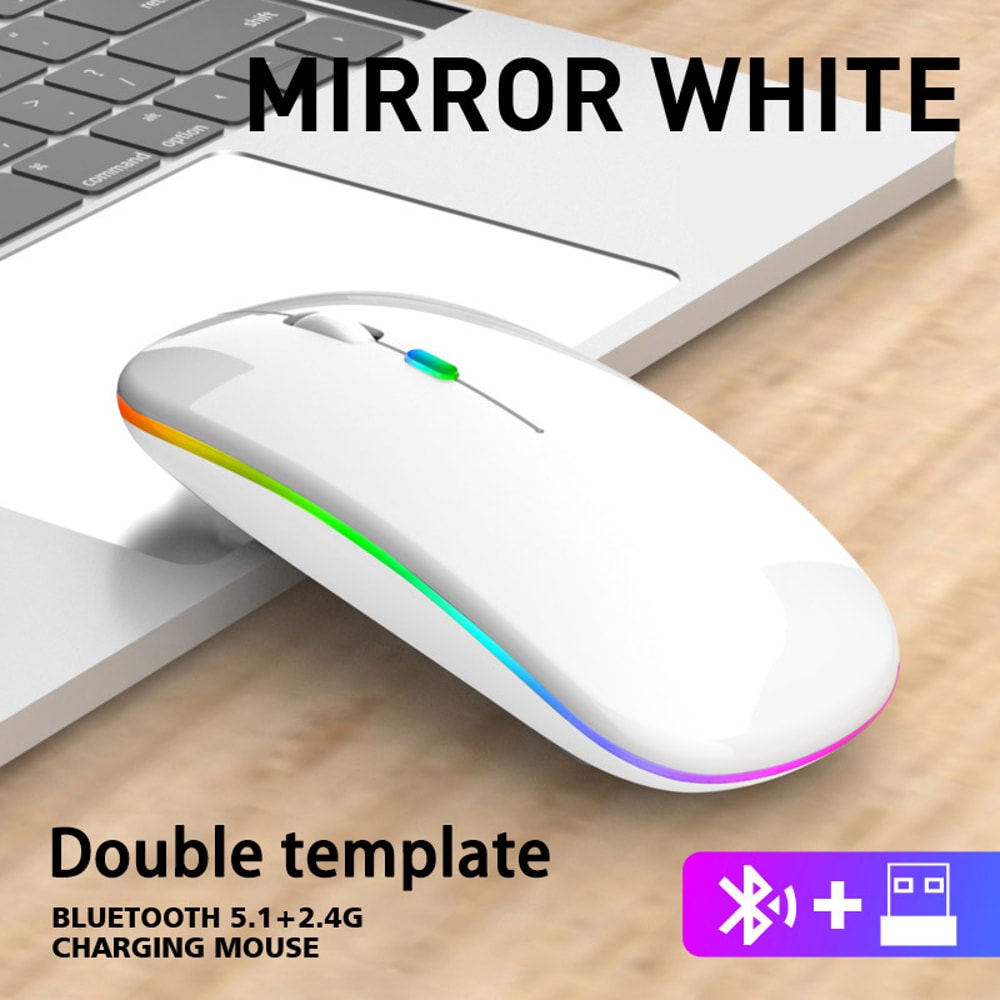Rechargeable Bluetooth Wireless Mouse with Quiet Clicks and USB Backlight