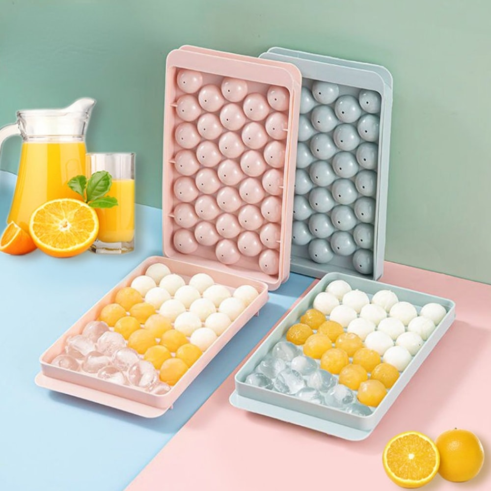 Grid Round Ice Ball Tray for Whiskey Cocktails and Frozen Treats