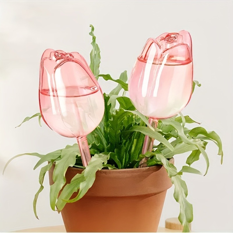 Pink Tulip Self Watering Globes For Indoor Outdoor Plants 5