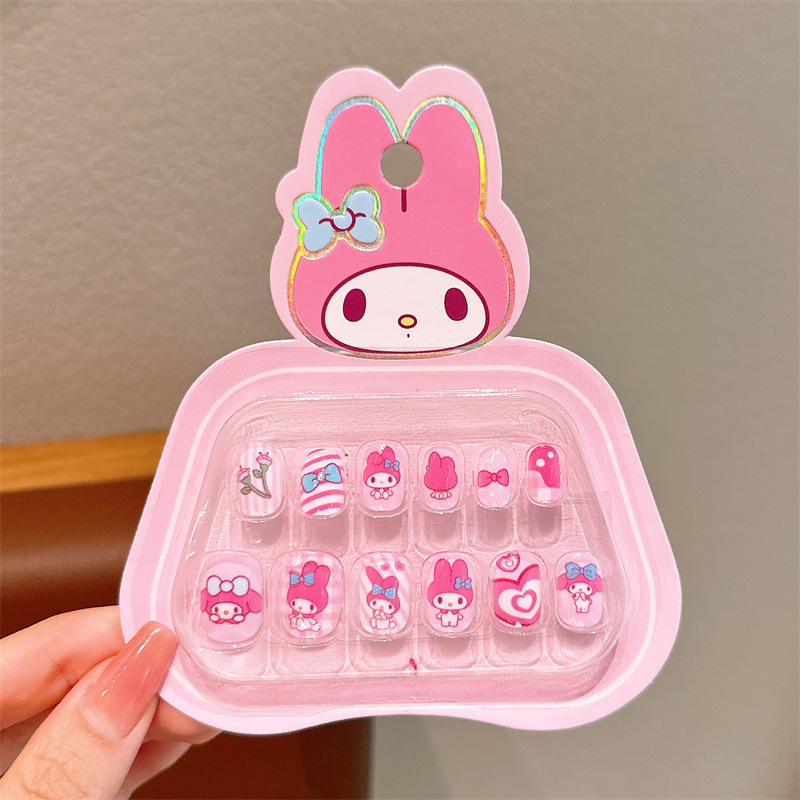 Kawaii Hello Kitty Press On Nails Cute Cartoon Nail Art Set