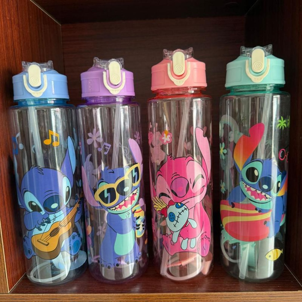 Stitch Water Bottle Angel Clear Portable Cup 0