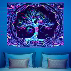 tree of life blacklight tapestry for psychedelic boho dorm decor