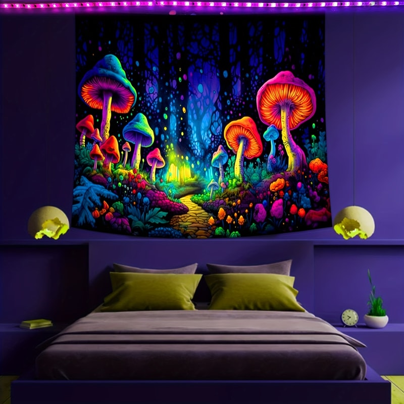 Tree of Life Blacklight Tapestry for Psychedelic Boho Dorm Decor