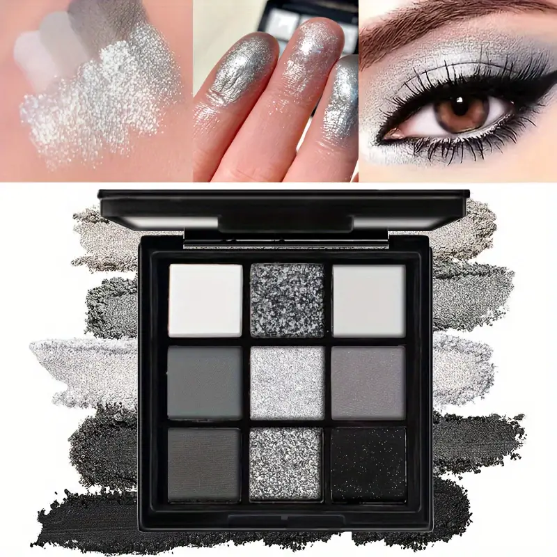 Black Swan Shade Smoky Eyeshadow Palette with Matte and Silver Glitter Shades