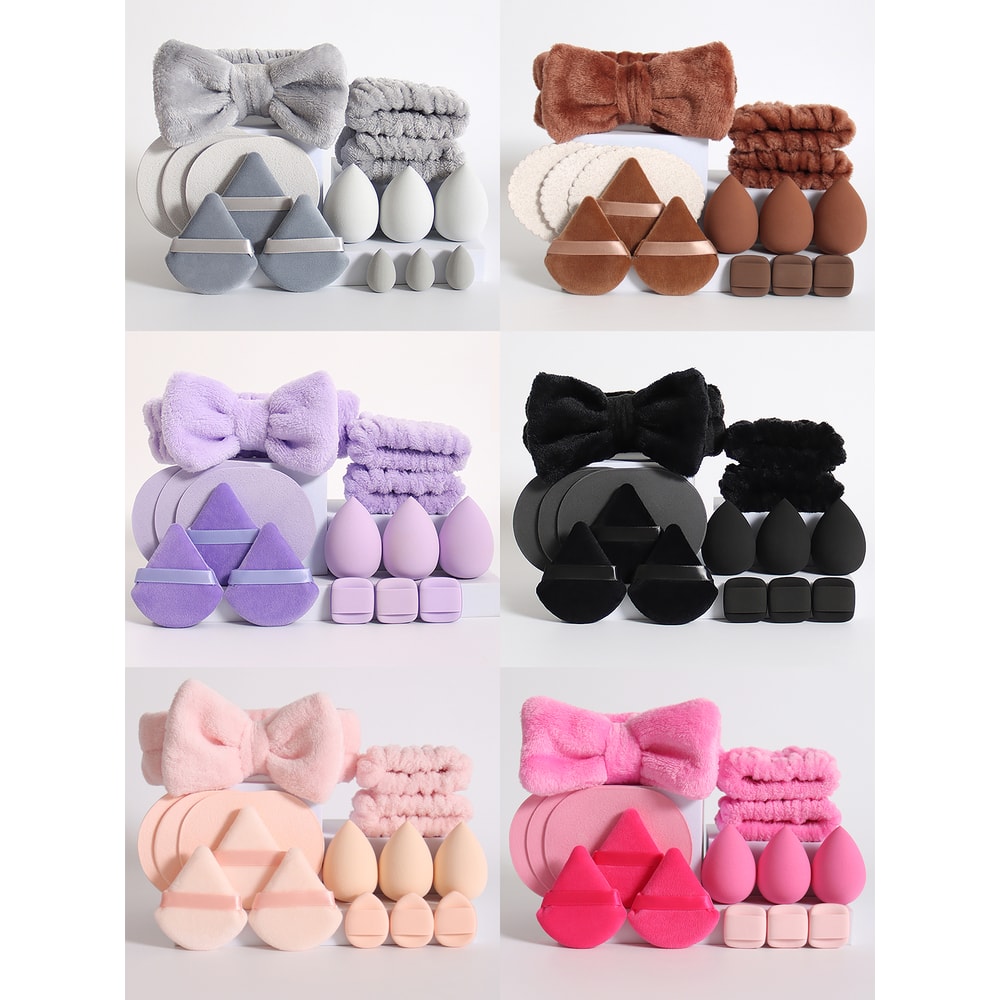 Flawless Blend Makeup Sponge Set with Foundation Blender Headband and Wristbands