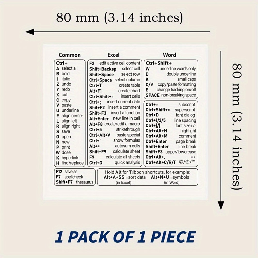 Windows Excel Word Keyboard Shortcut Stickers for Faster Office Productivity