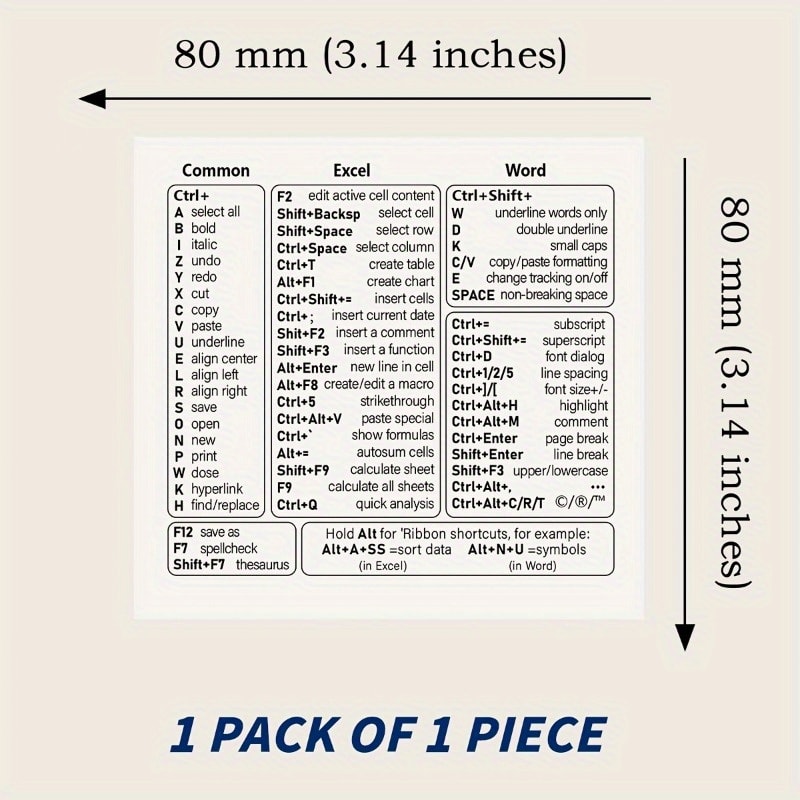 Windows Excel Word Keyboard Shortcut Stickers for Faster Office Productivity