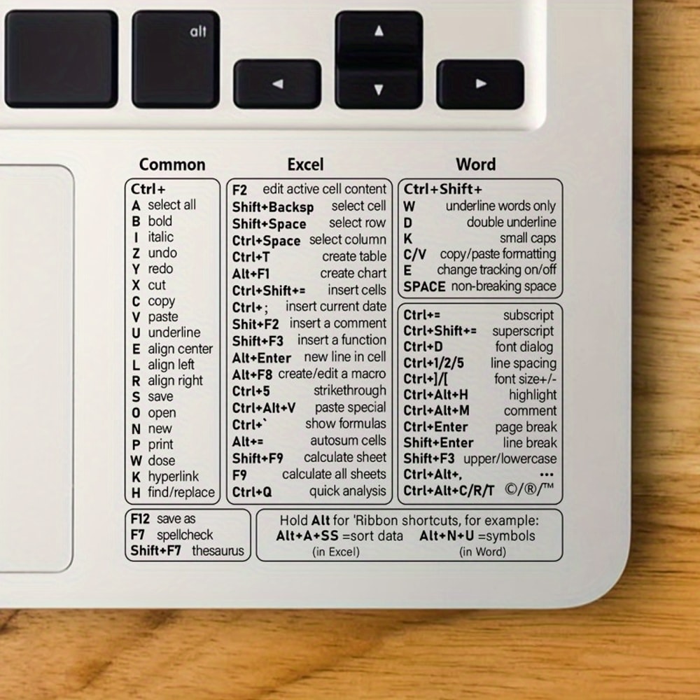 Windows Excel Word Keyboard Shortcut Stickers for Faster Office Productivity