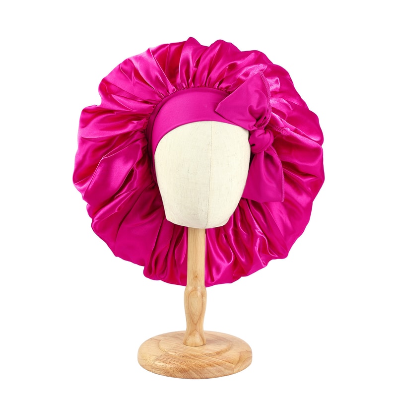 Large Satin Bonnet For Sleeping With Adjustable Tie Band 12