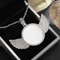 Angel Wings Photo Memorial Necklace with Zirconia Pendant