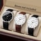 Mens Arabic Dial Watch Set with Leather Strap