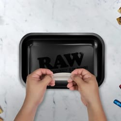 matte black metal cigarette rolling tray for tobacco accessories