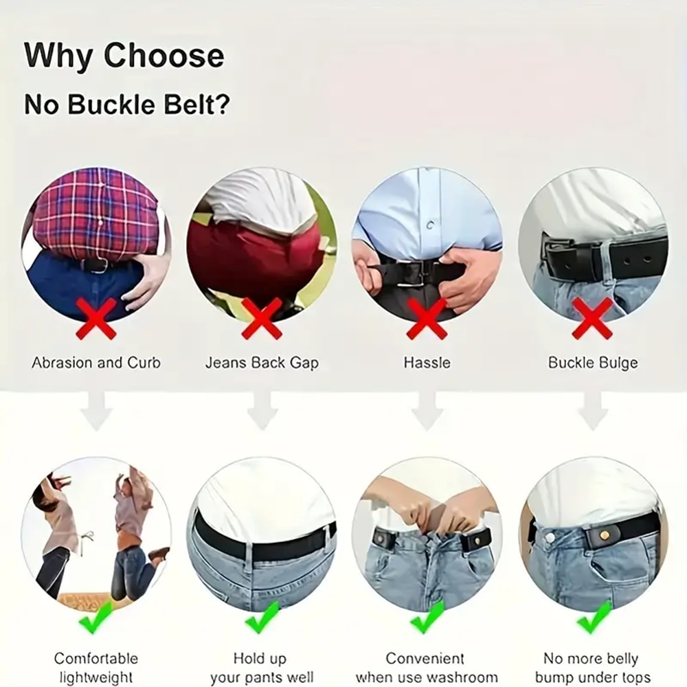 Invisible Elastic No Buckle Belt for Jeans and Pants